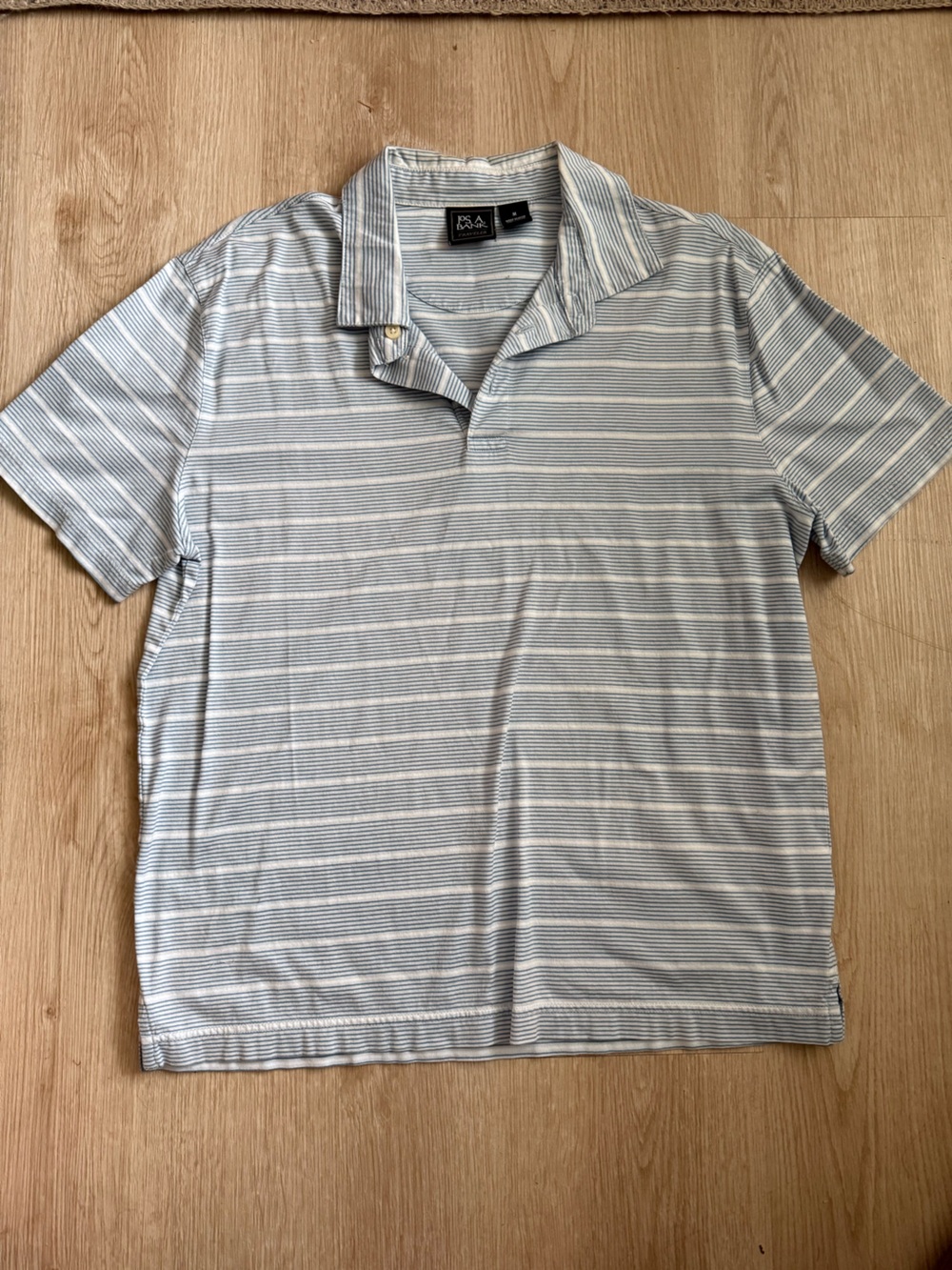 Men's Light Blue & White Stripe Polo Shirt
